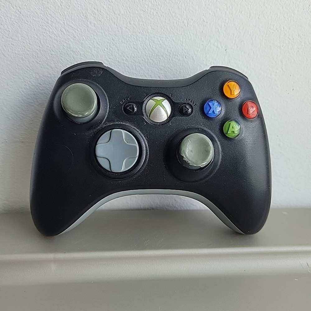 Official OEM Microsoft Xbox 360 Wireless Controller Black Tested Works -See Pics